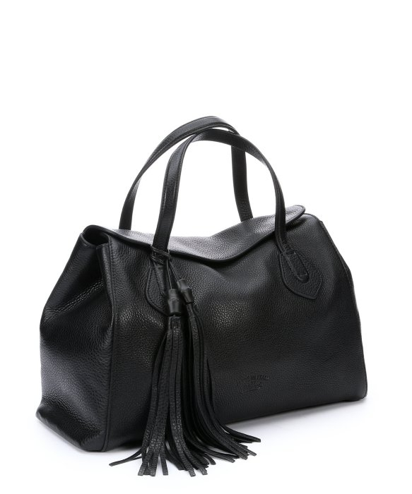 Lyst - Gucci Black Leather &#39;Lady Tassel&#39; Top Handle Bag in Black