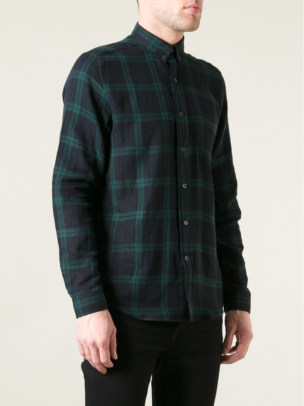 Lyst - Ami Check Shirt in Green for Men