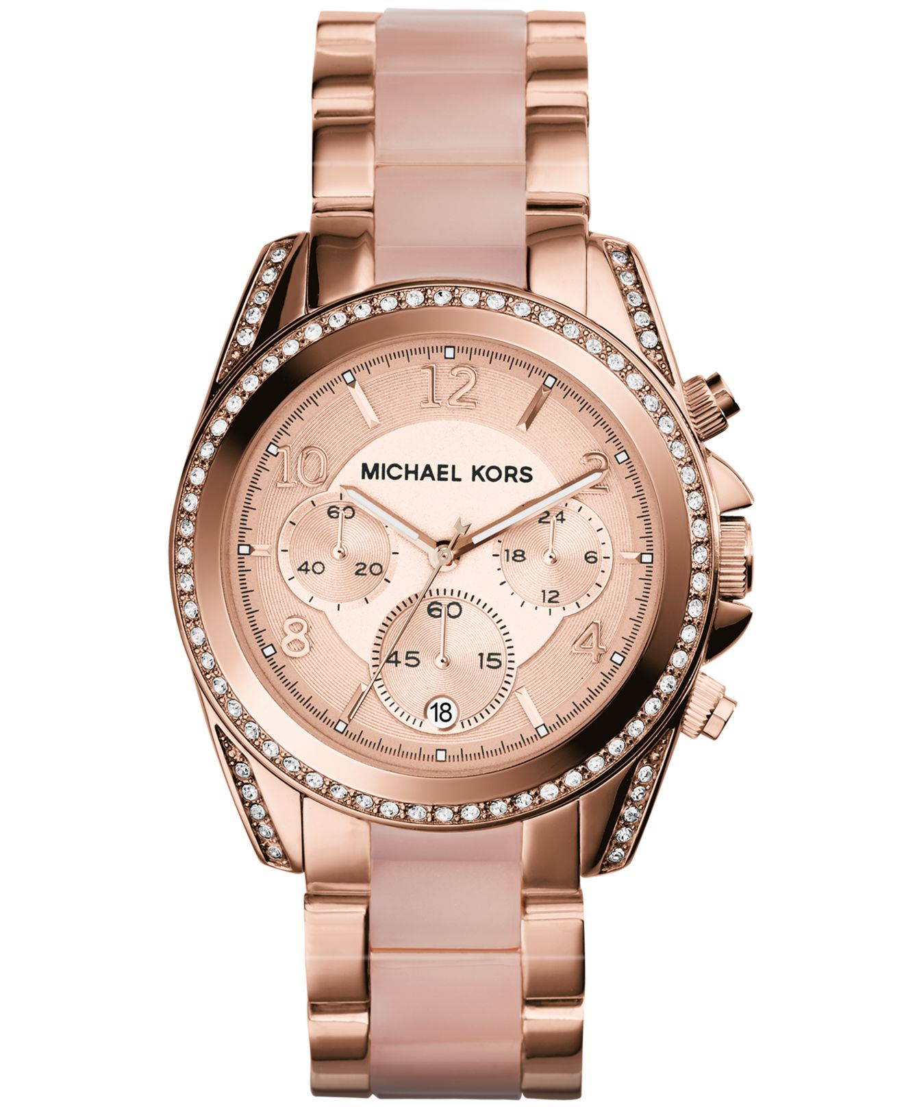 Michael Kors Watch Women's Rose Gold Plated Stainless Steel Bracelet ...