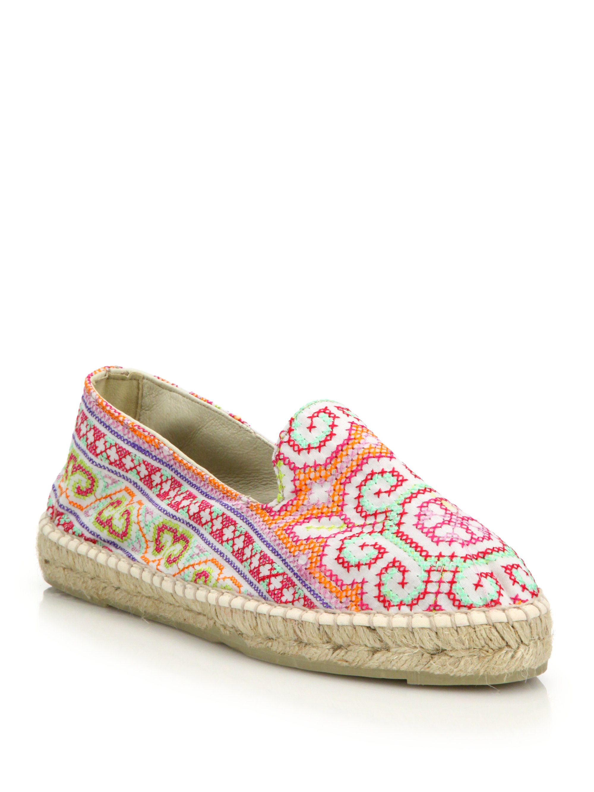 Manebí Ibiza Embroidered Espadrille Flats in Pink | Lyst