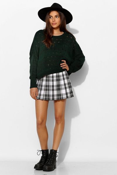 Tripp Nyc Pleated Plaid Micro-Mini Skirt in Black (BLACK & WHITE) | Lyst