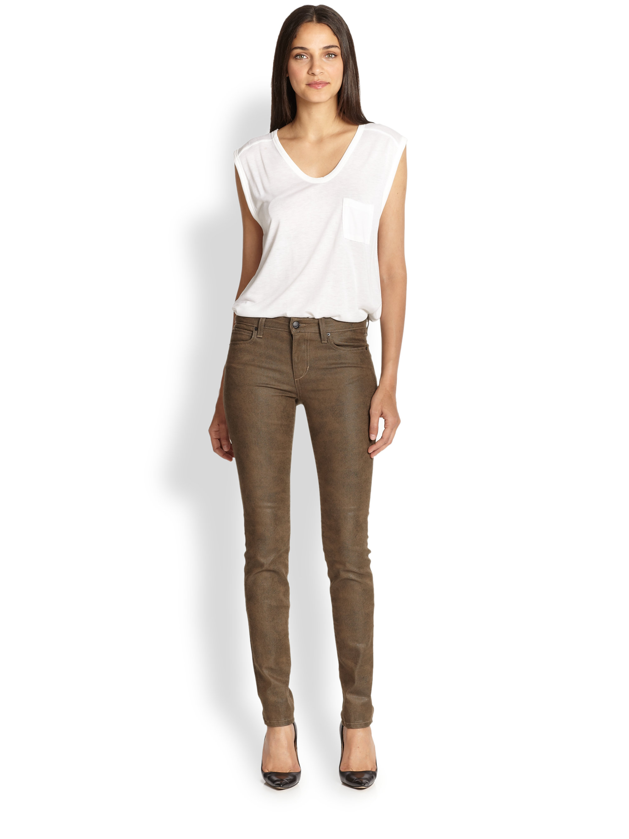 Lyst Joe'S Jeans Montana Coated Skinny Jeans in Brown