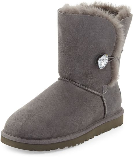 Ugg Bailey Crystal Button Short Boot in Gray (GREY) | Lyst