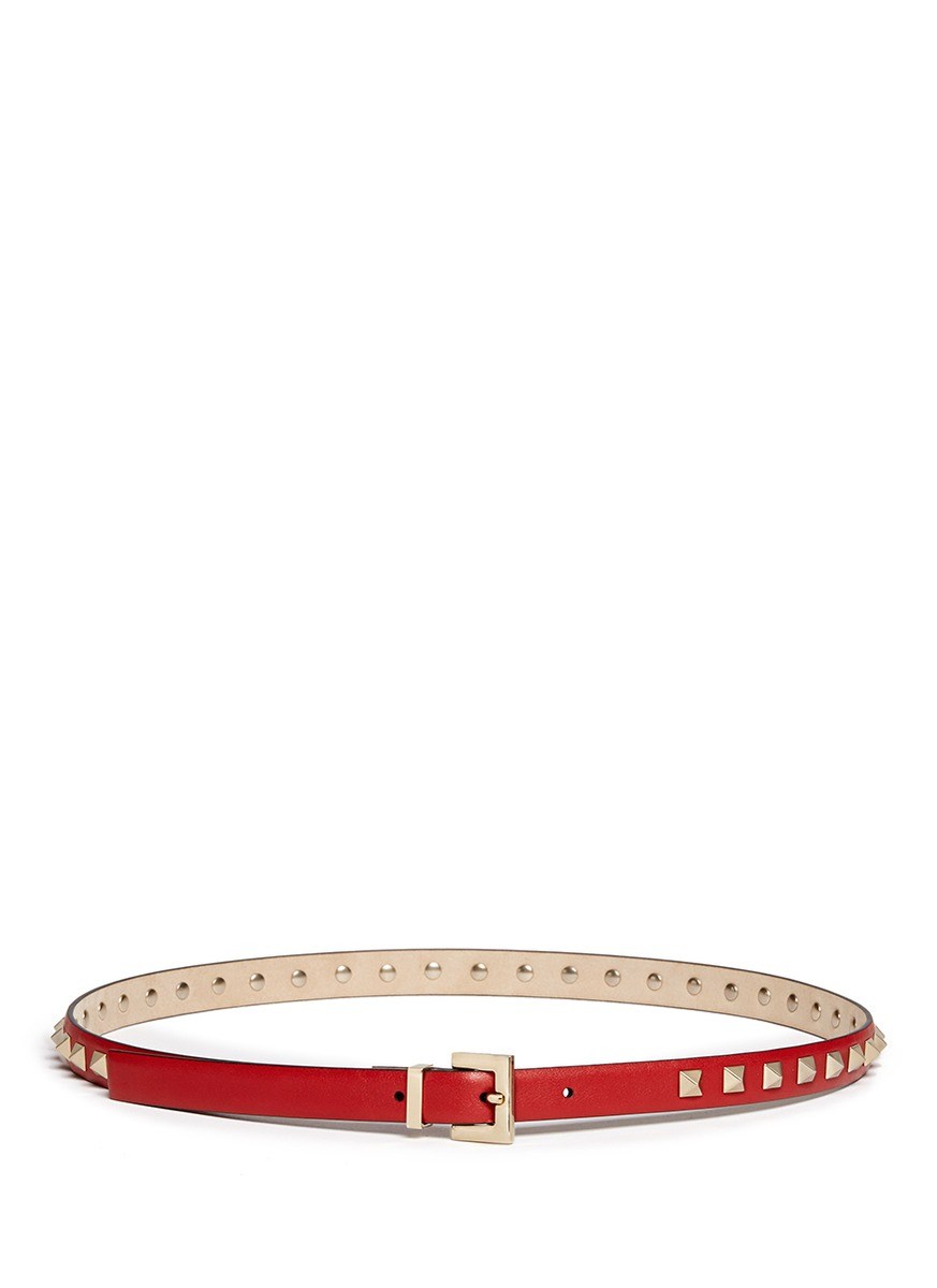 Lyst - Valentino 'rockstud' Leather Belt in Red