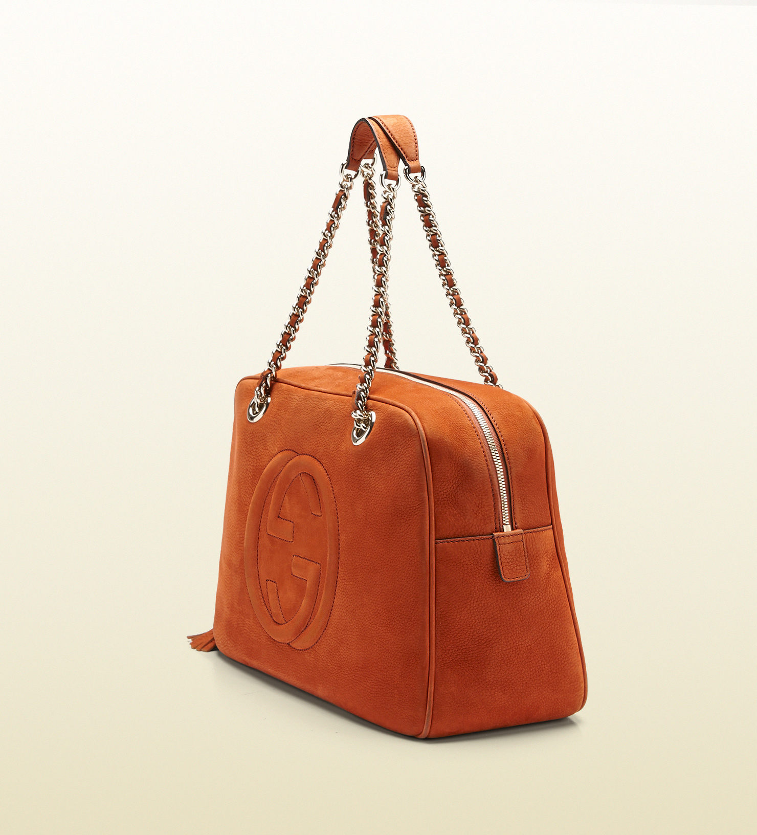 Lyst - Gucci Soho Nubuck Leather Chain Shoulder Bag in Orange