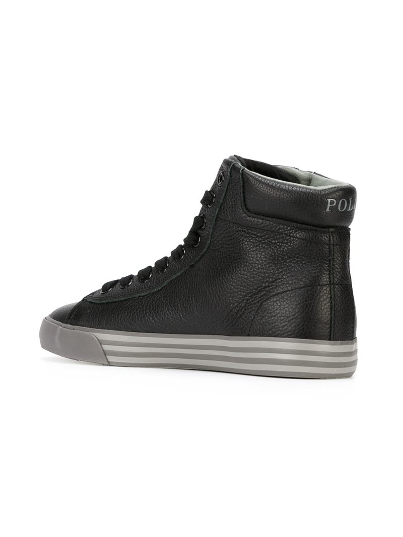 Lyst - Polo Ralph Lauren Logo Hi-Top Sneakers in Black for Men