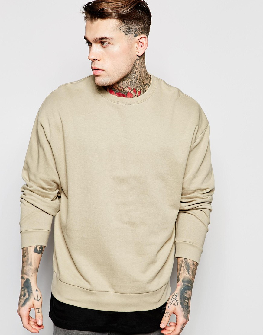 Lyst - Asos Oversized Sweatshirt In Beige in Natural for Men