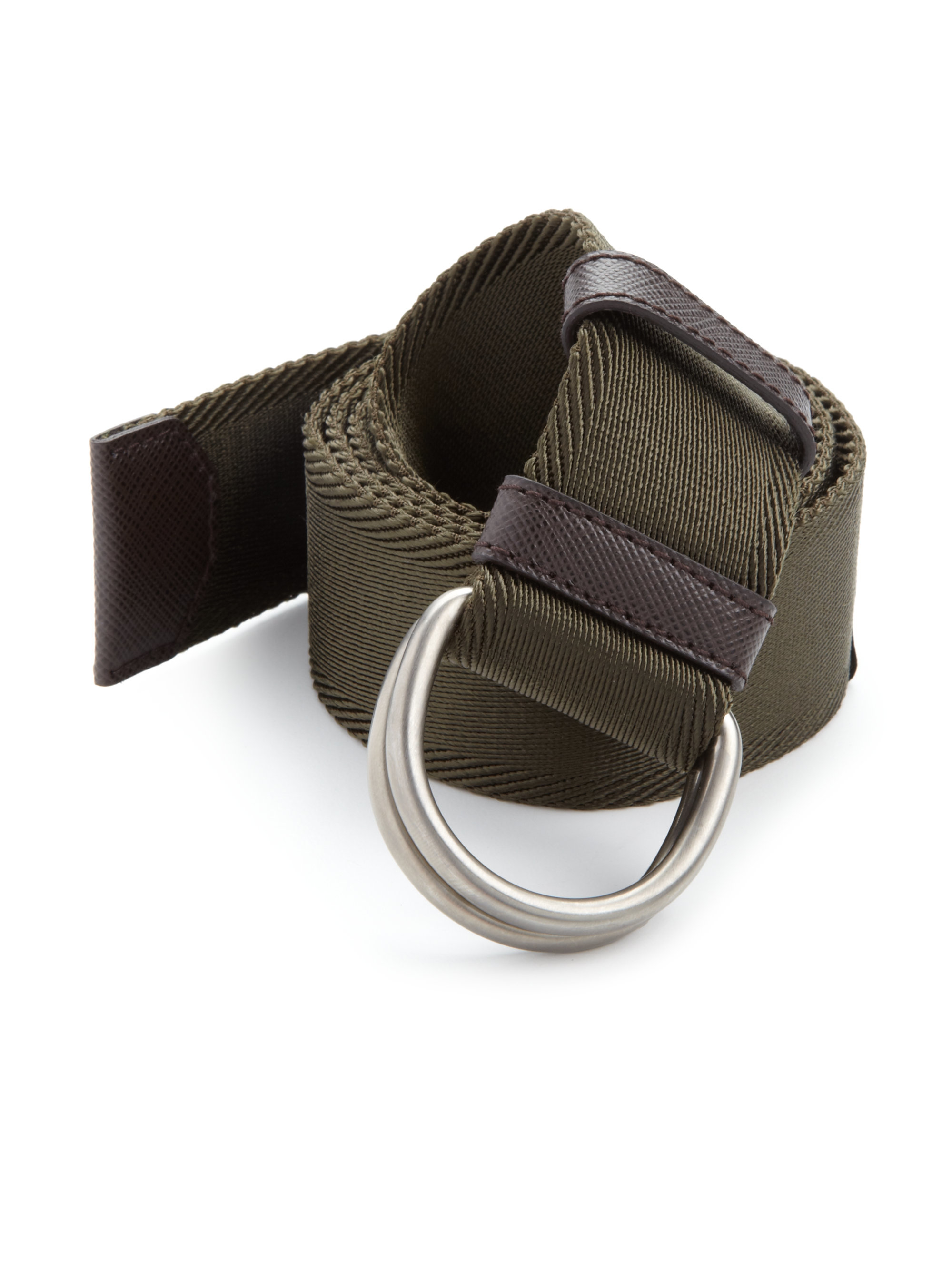 Prada D-ring Nylon Belt in Green for Men (green-brown) | Lyst  
