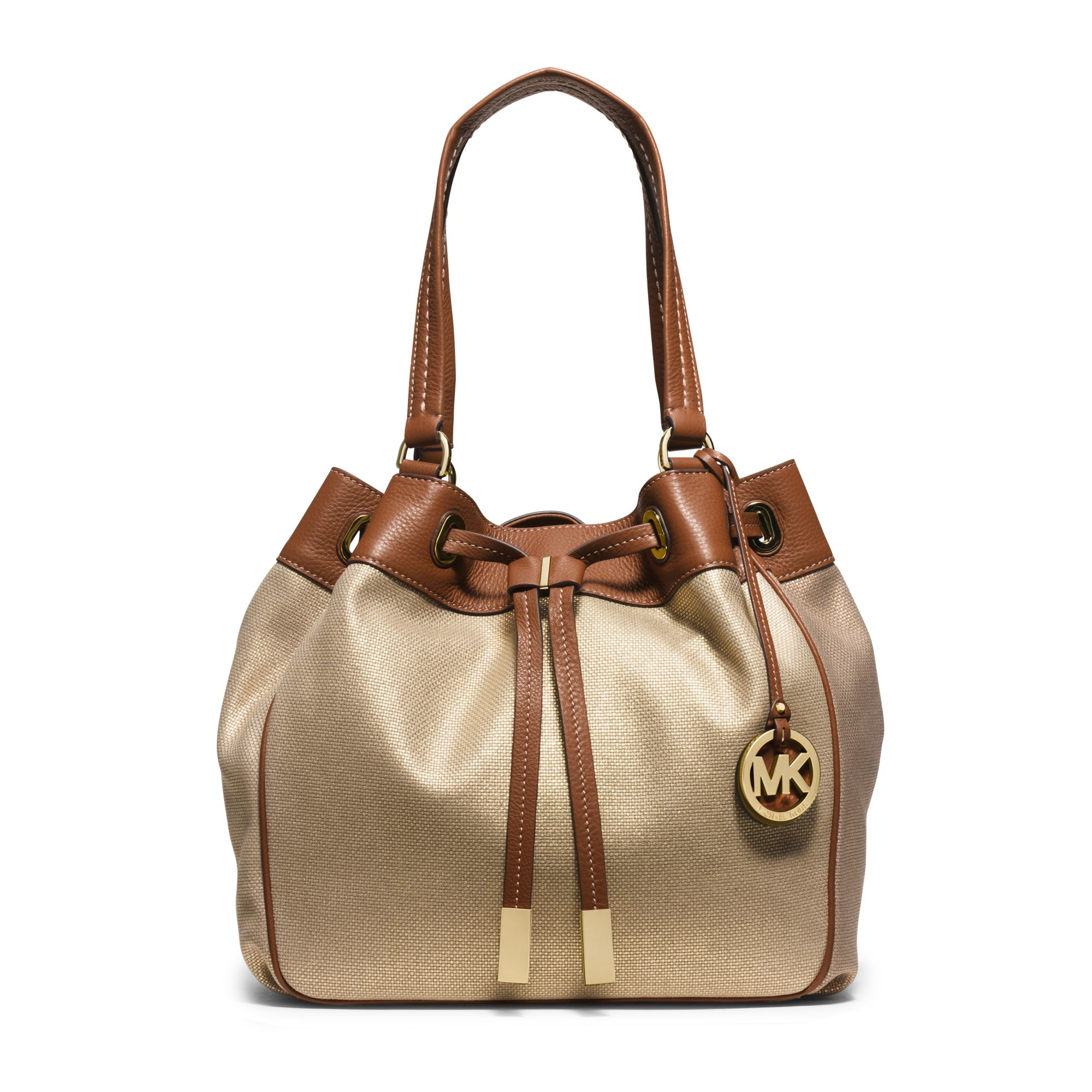 Lyst - Michael Kors Marina Large Canvas Drawstring Tote in Metallic