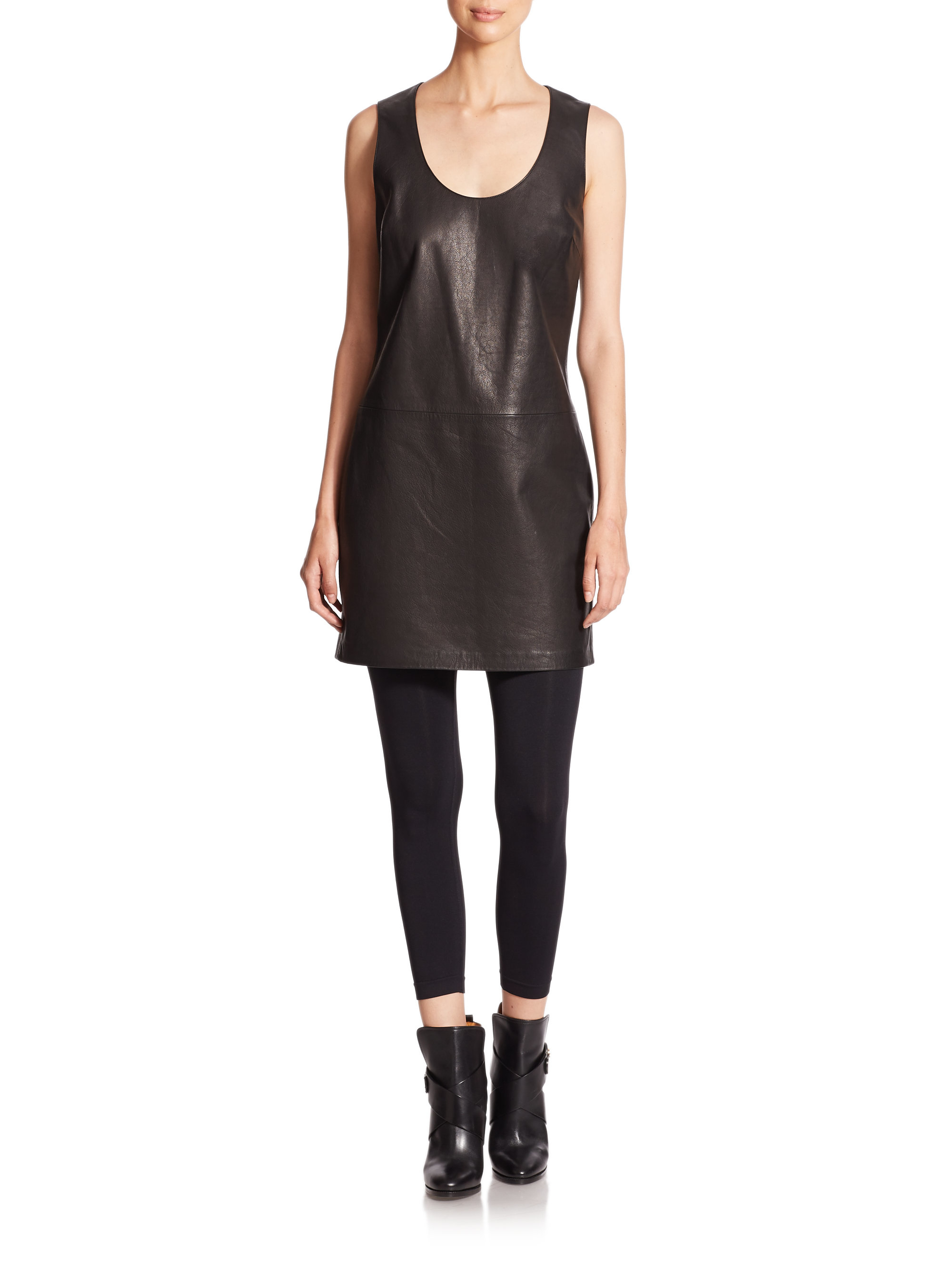 Lyst Polo Ralph Lauren Leather Shift Dress In Black Gallery