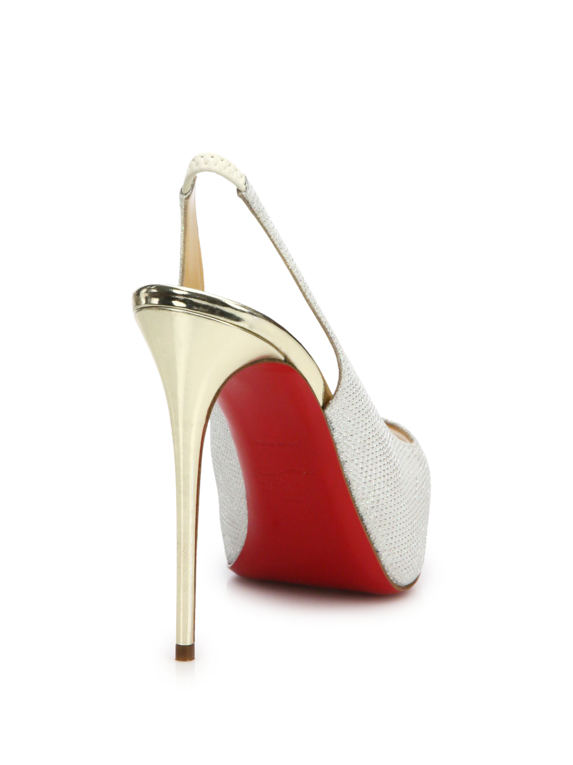 christian louboutin Private Number slingback pumps Blue and white ...