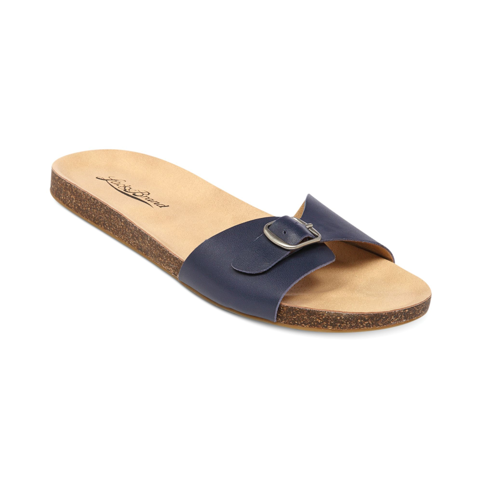 Lucky Brand Womens Dolliee Flat Slide Sandals in Blue (Navy) | Lyst