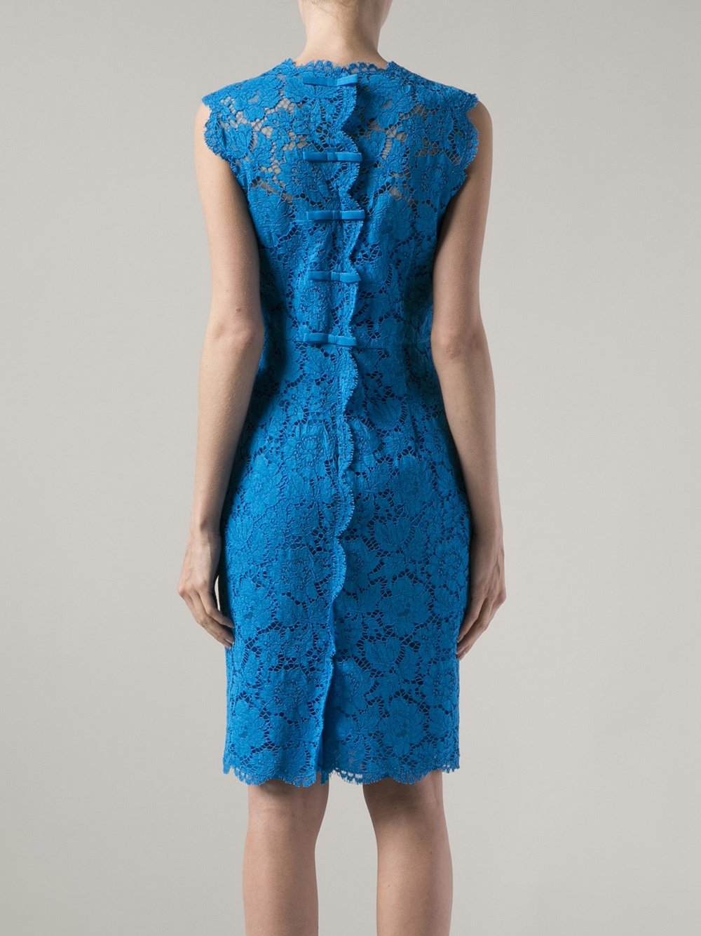 Lyst - Valentino Fitted Lace Dress in Blue