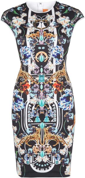 Clover Canyon Blue Panther Print Neoprene Dress in Multicolor (blue) | Lyst