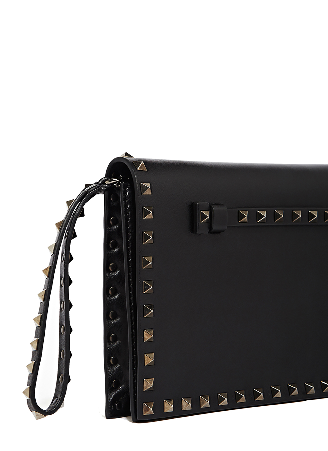 Lyst - Valentino Studded Leather Clutch Bag in Black