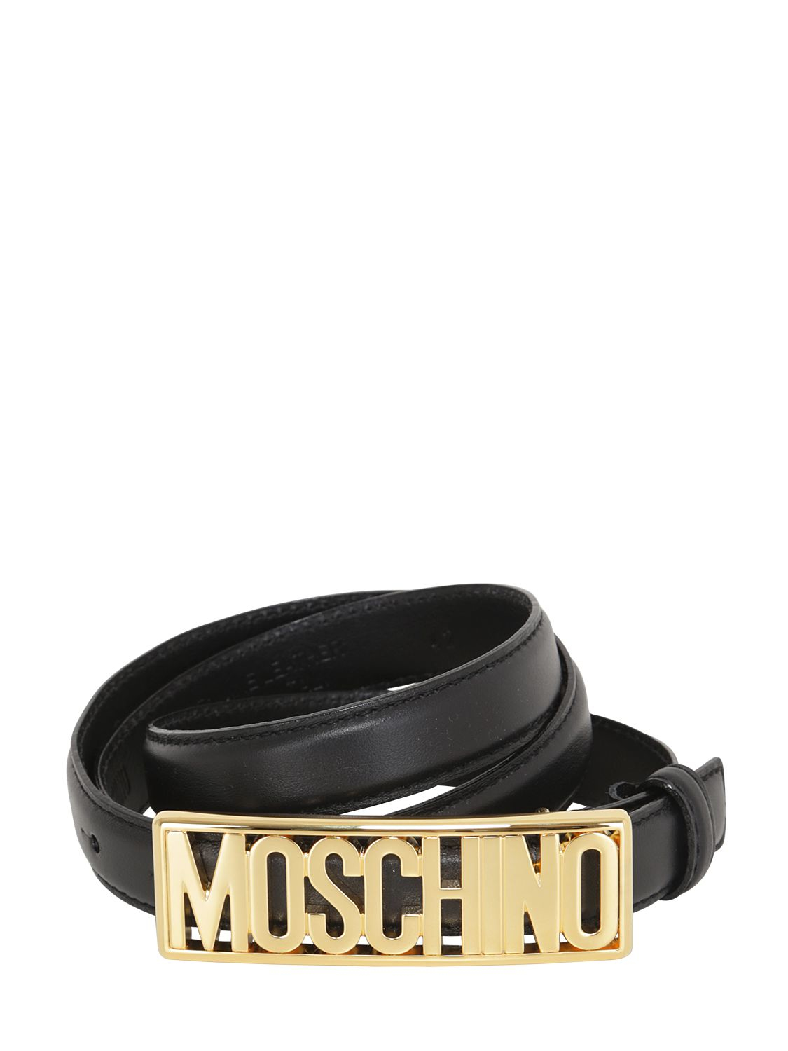Lyst - Moschino 15mm Logo Lettering Leather Belt in Black for Men
