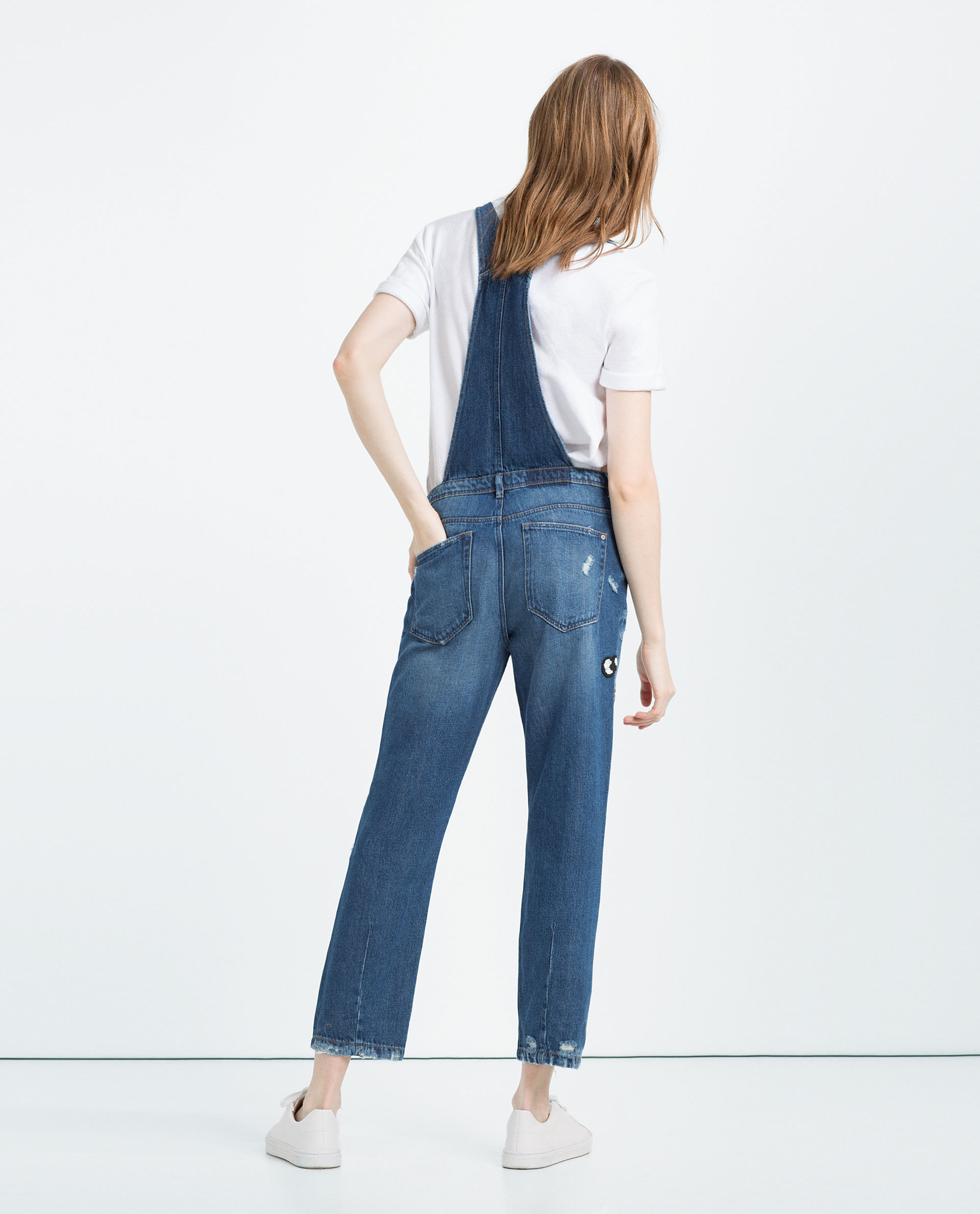 Zara Quot I Am Denim Quot Collection Dungarees With Patches In zara quot i am denim quot collection dungarees with patches in