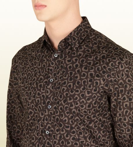 Gucci Leopard Print Buttondown Shirt in Animal for Men (leopard) | Lyst