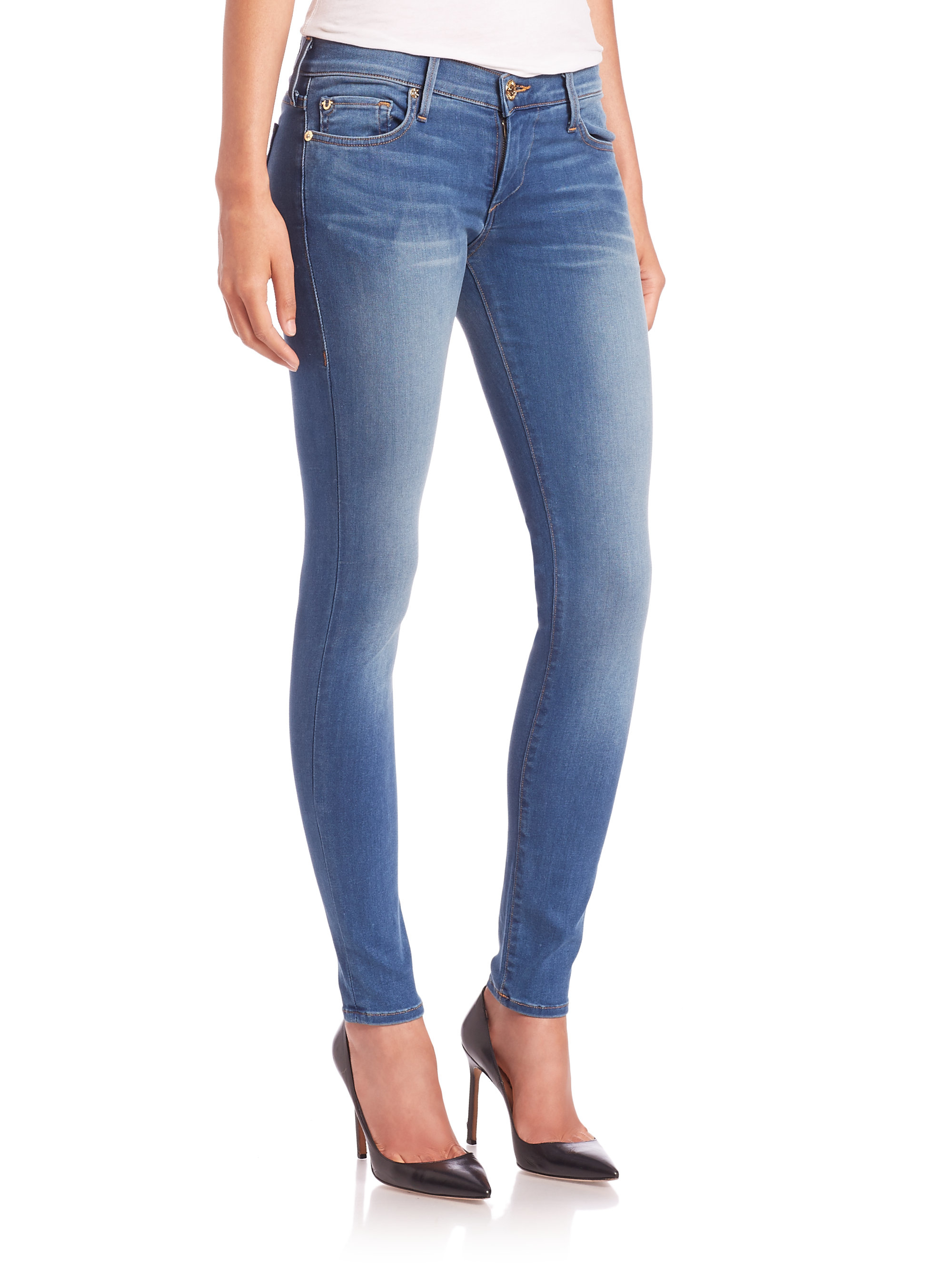 True religion Casey Low-rise Super Skinny Jeans in Blue | Lyst