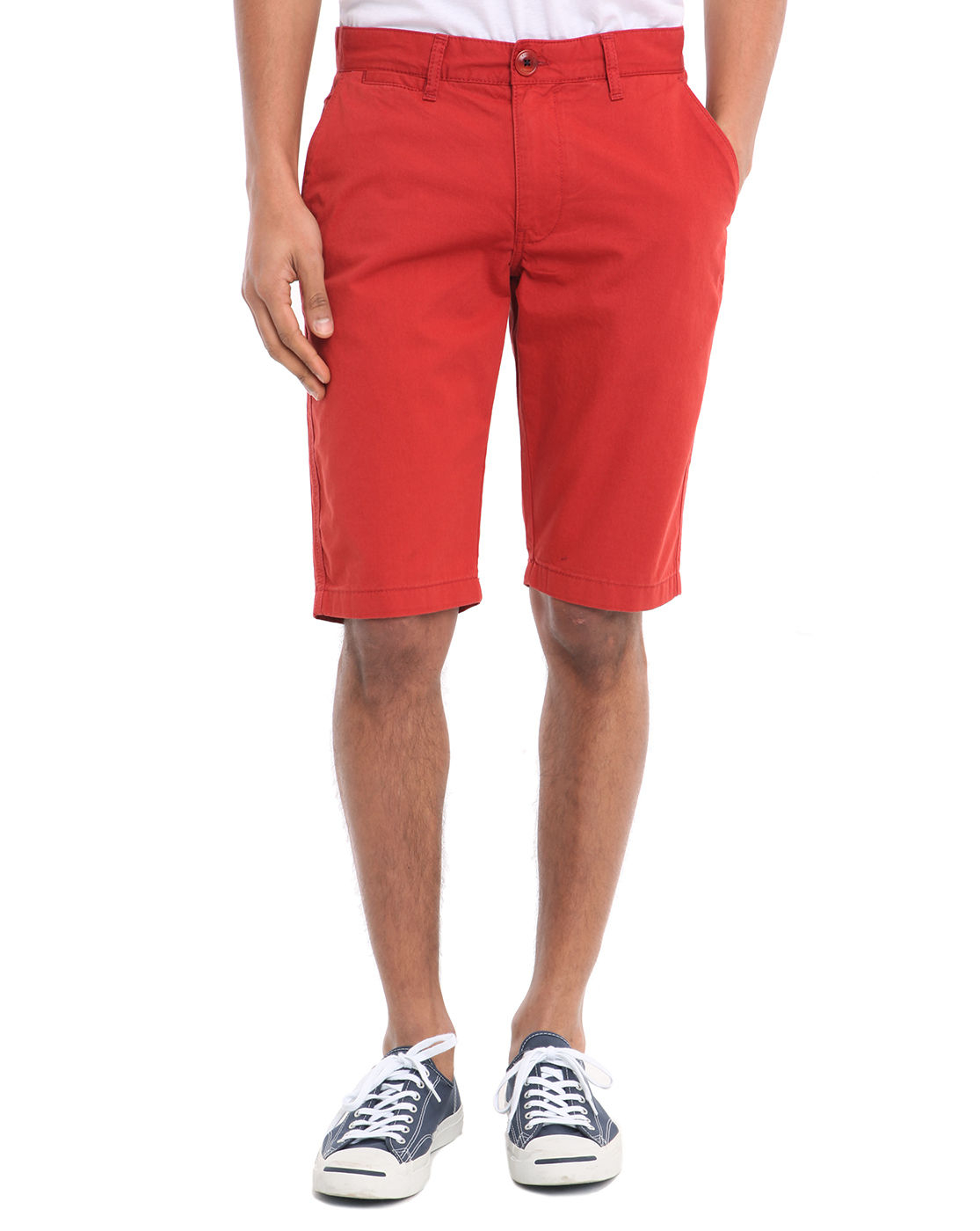 Knowledge cotton apparel Rust Twist Twill Chino Bermuda Shorts in Red ...