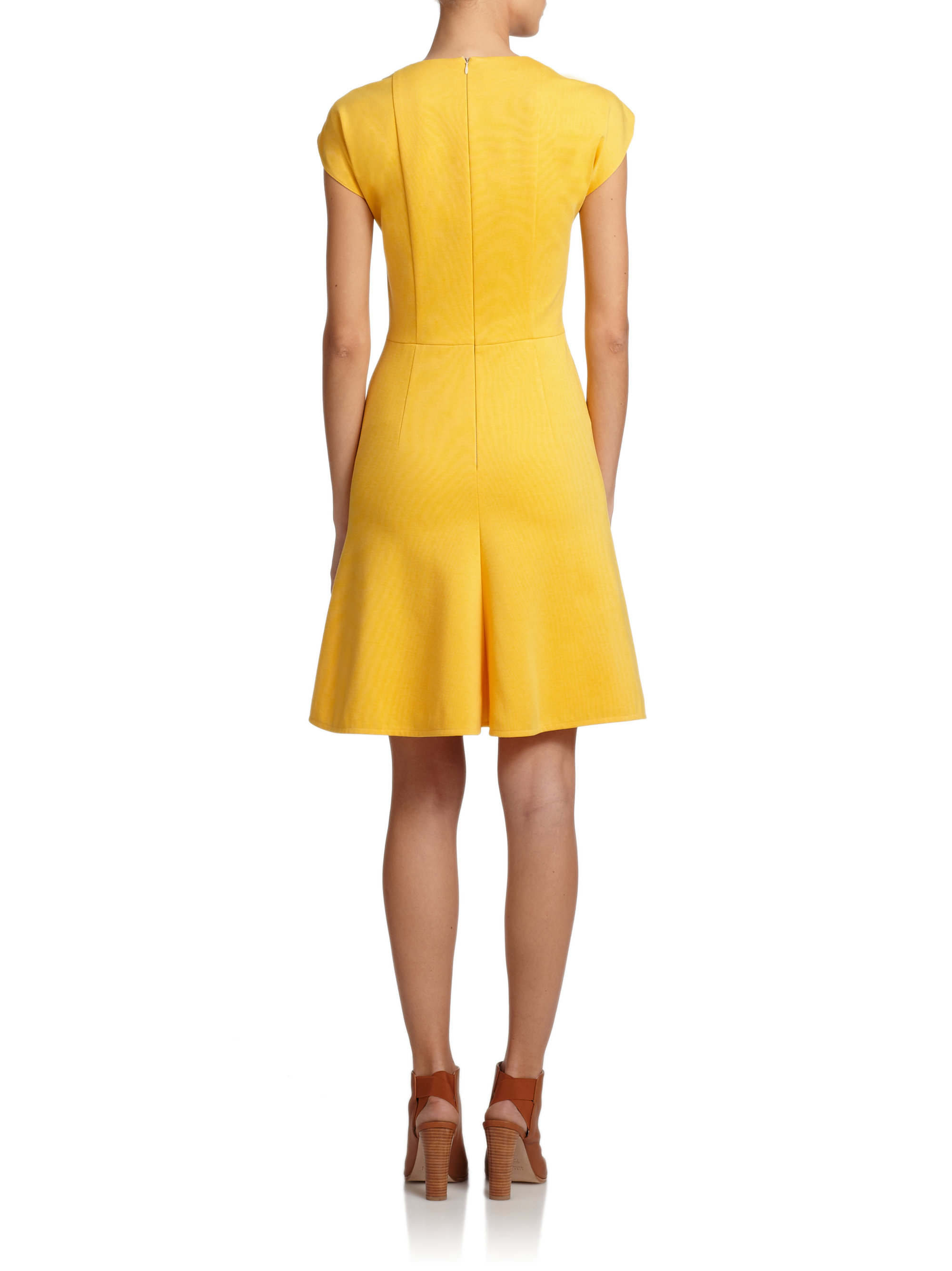 Lyst - Akris Punto Jersey V-neck Dress in Yellow