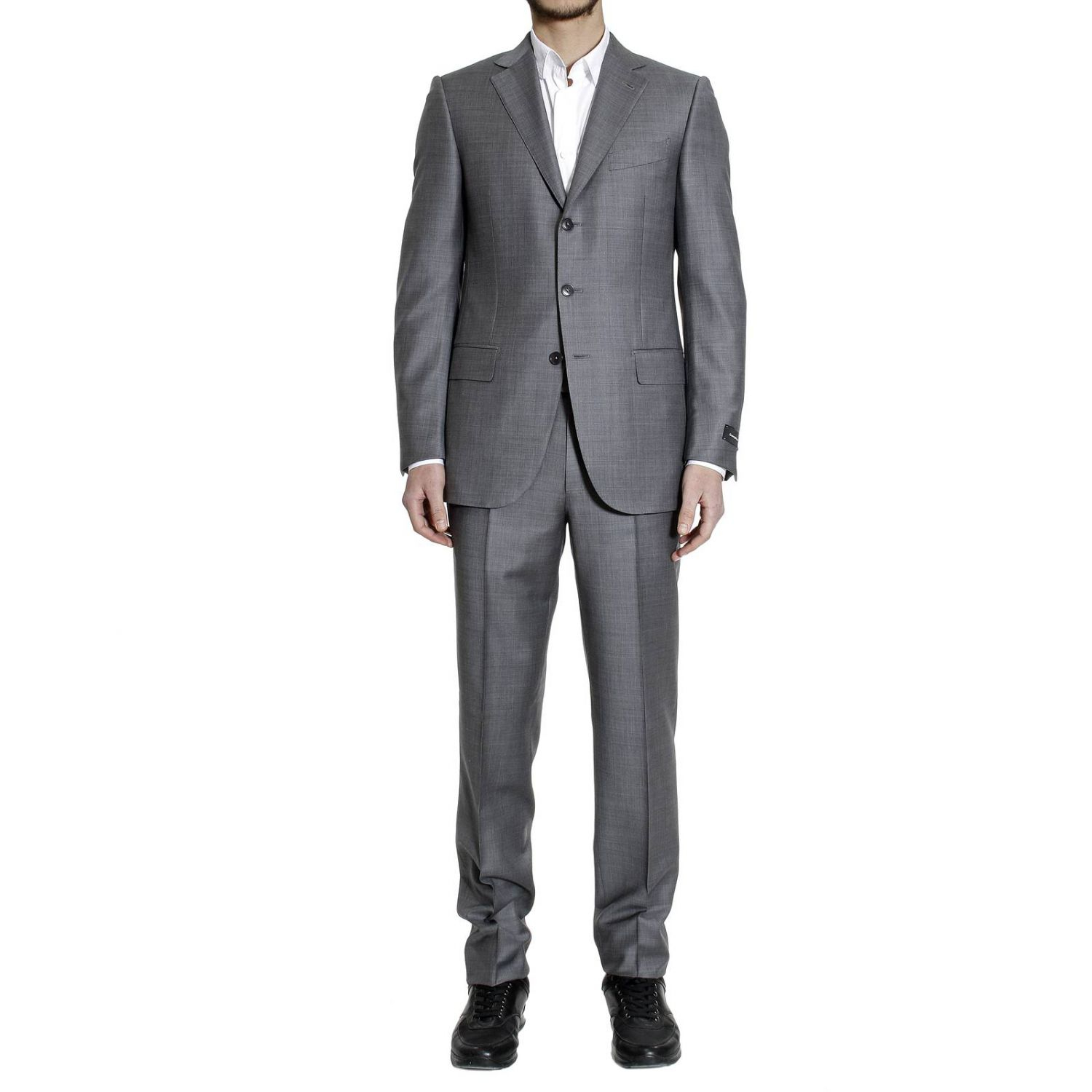 Ermenegildo Zegna Suit 3 Buttons Milano Wool Micro Pinstripe in Gray ...