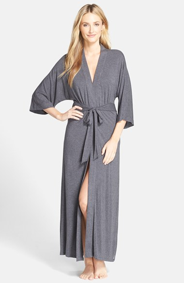 Dkny 'urban Essentials' Long Robe in Gray (grey) | Lyst