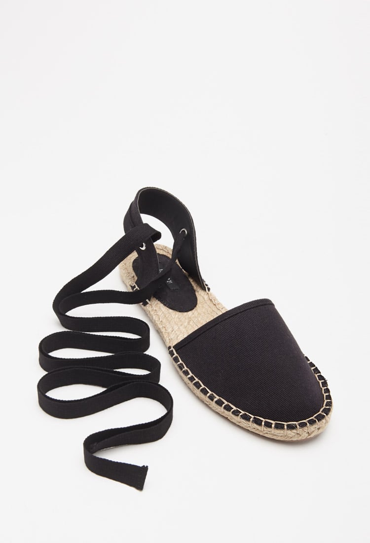 black lace up espadrilles flats