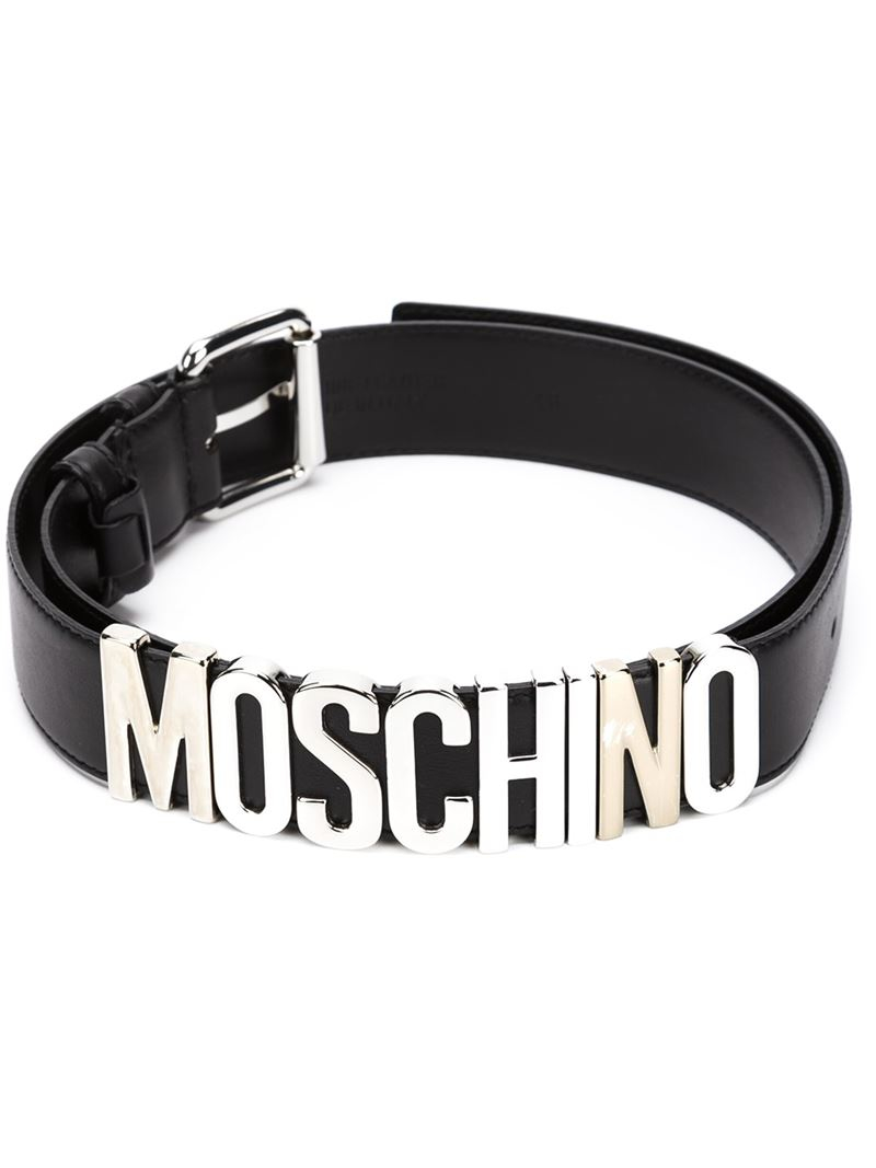 Lyst - Moschino Logo Plaque Belt in Black for Men