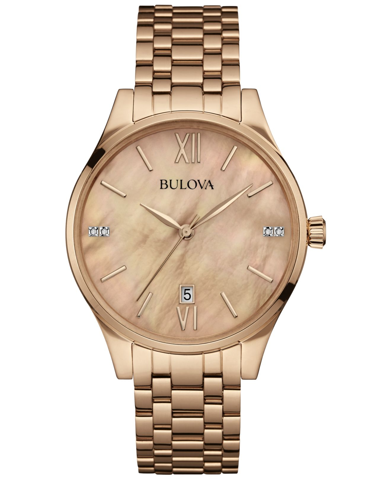 Bulova Women's Diamond Accent Rose Gold-tone Stainless  