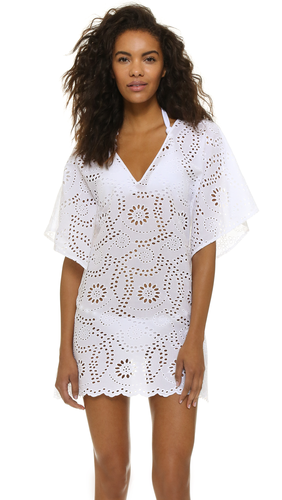 Lyst - Vix Lace Beach Caftan in White