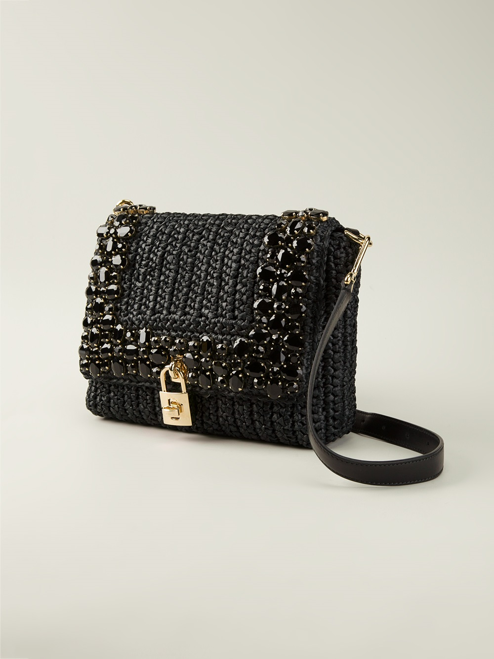Lyst - Dolce & Gabbana Embellished Shoulder Bag in Black