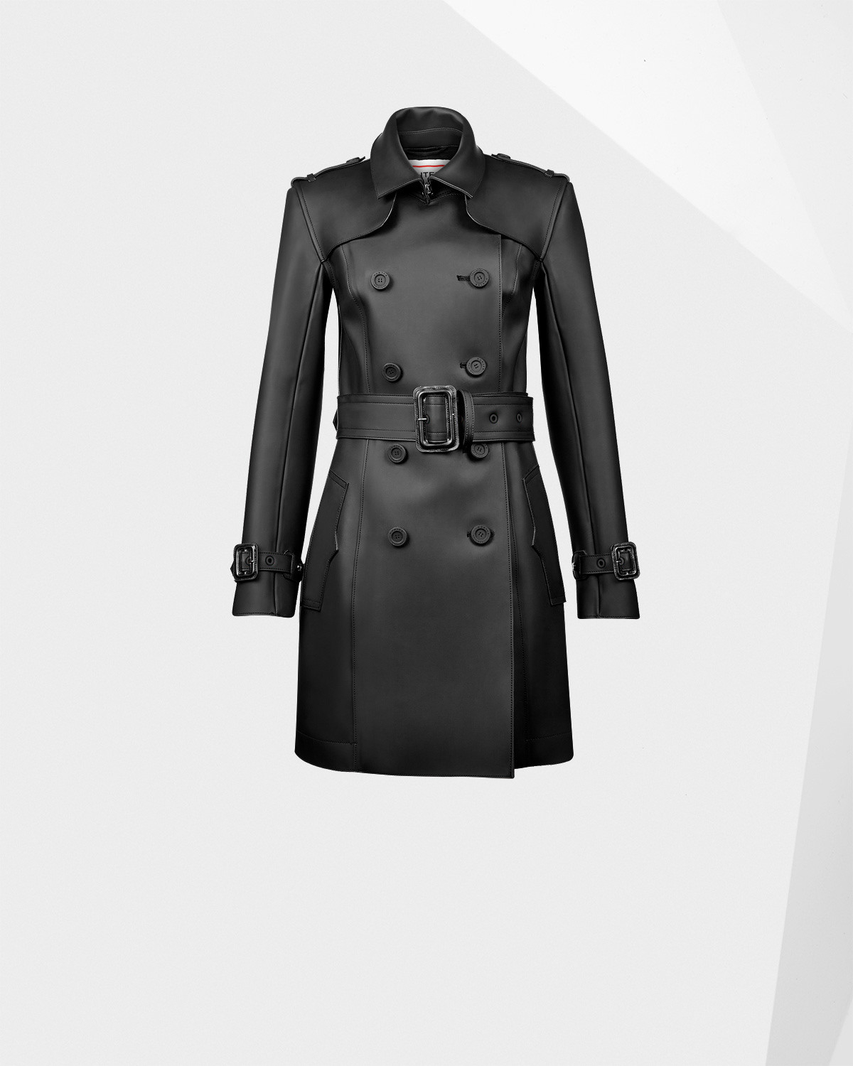 Hunter Women'S Original Short Rubberised Trench Coat in Black | Lyst
