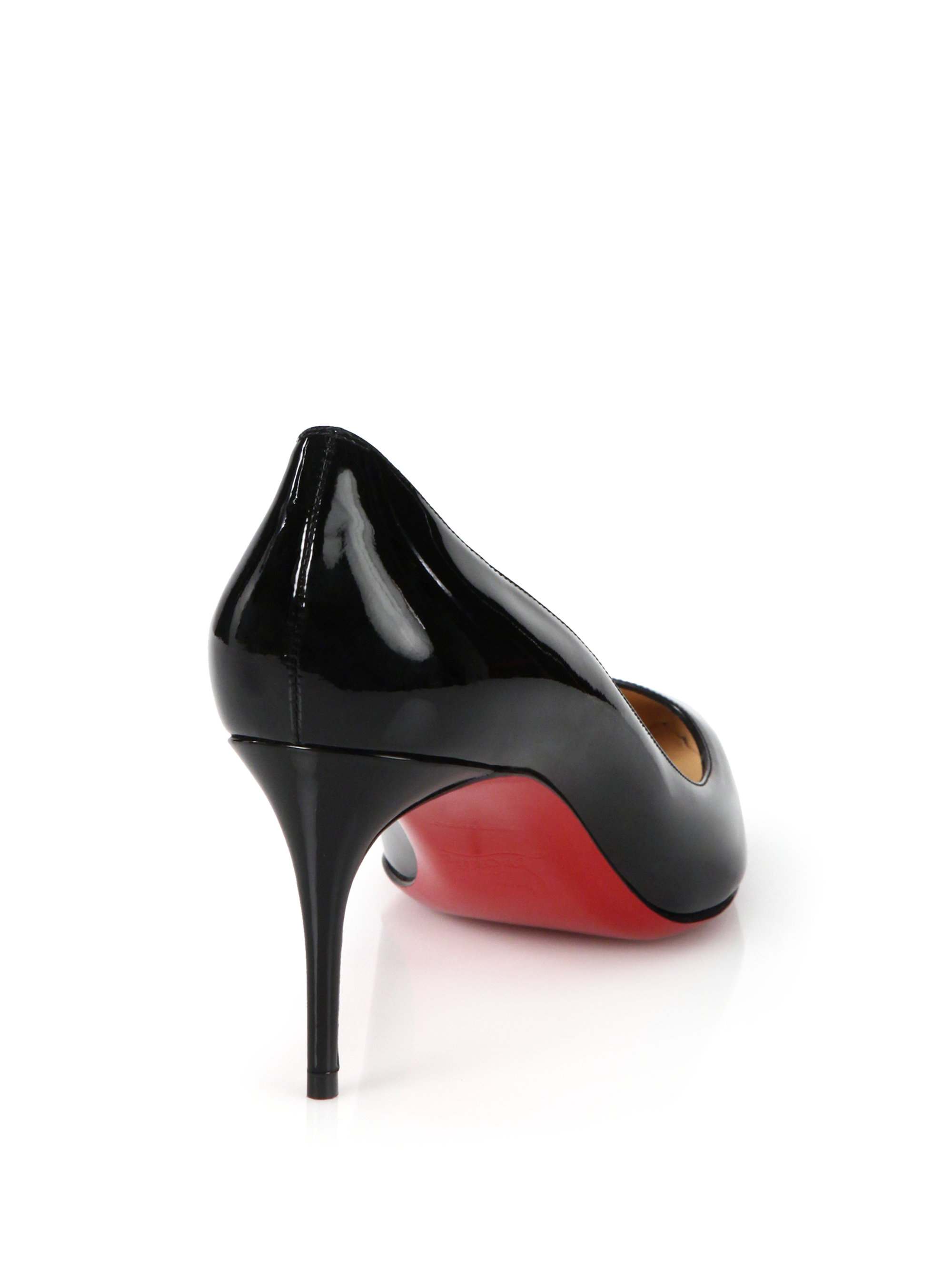 christian louboutin pointed-toe pumps Black patent leather flower ...
