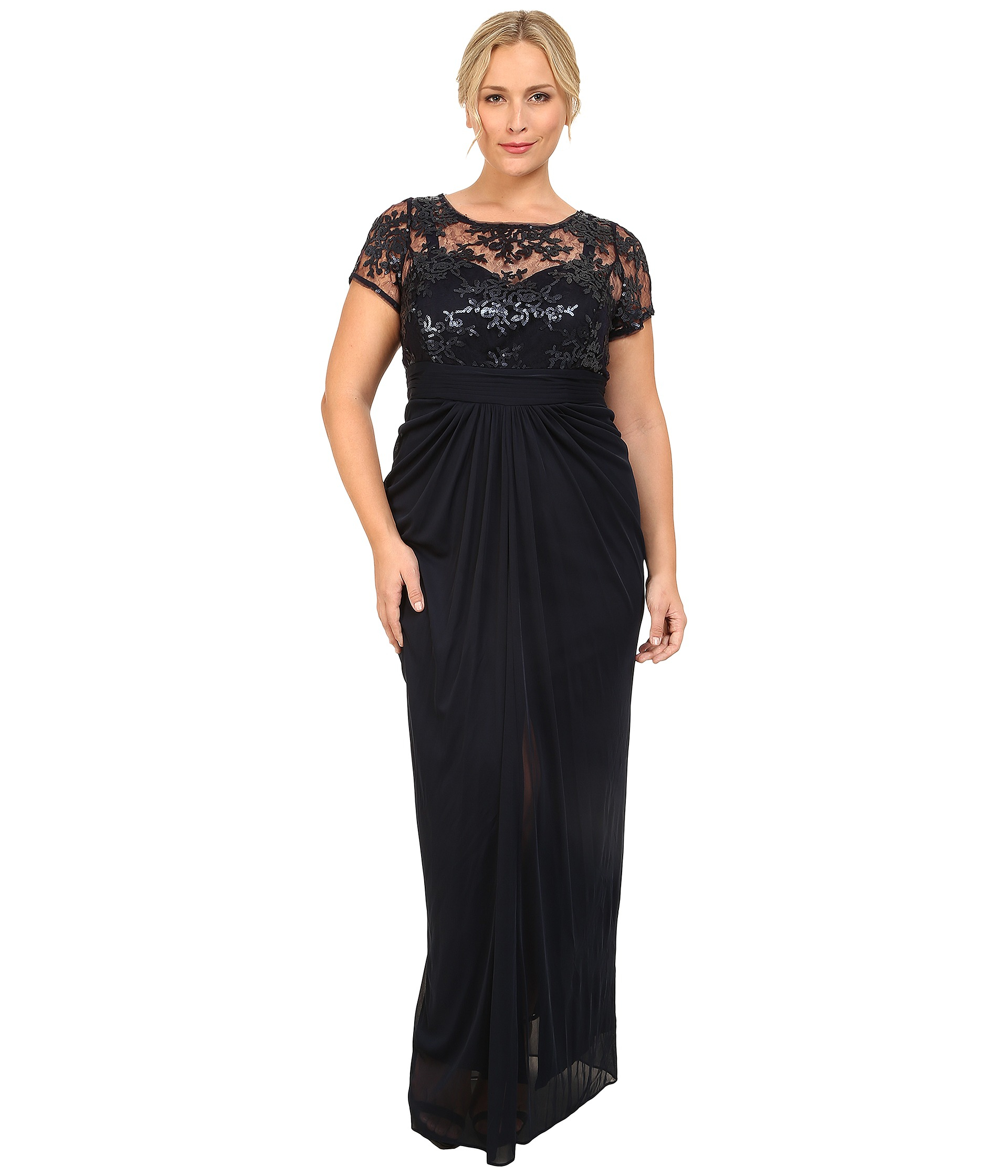 Lyst - Adrianna Papell Plus Size Embroidered Sequined Bodice Gown in Blue