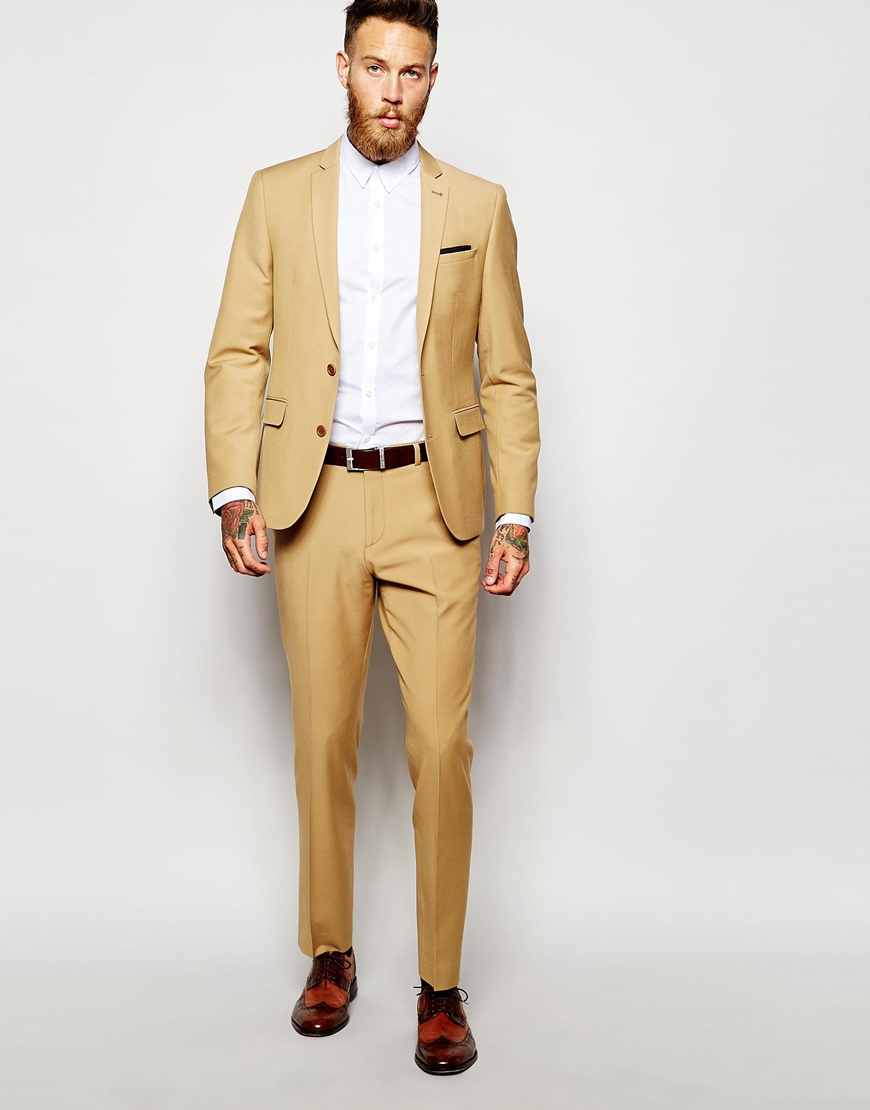 Lyst - Asos Slim Suit Jacket In Camel in Natural for Men