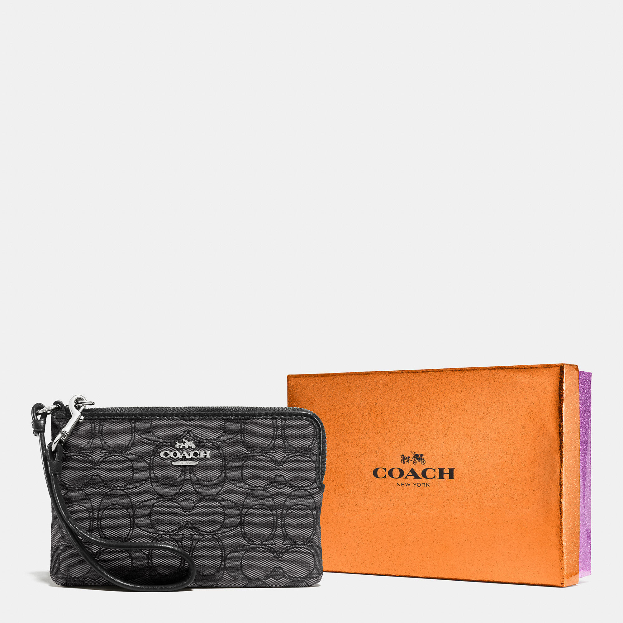 Clearance Coach Double Corner Zip Wristlet In Signature 9db1a 20fc4 Spain Reduced Lyst Coach Corner Zip Wristlet In Signature Fabric Black 5e80b 1c5a2 C3754 Acb88