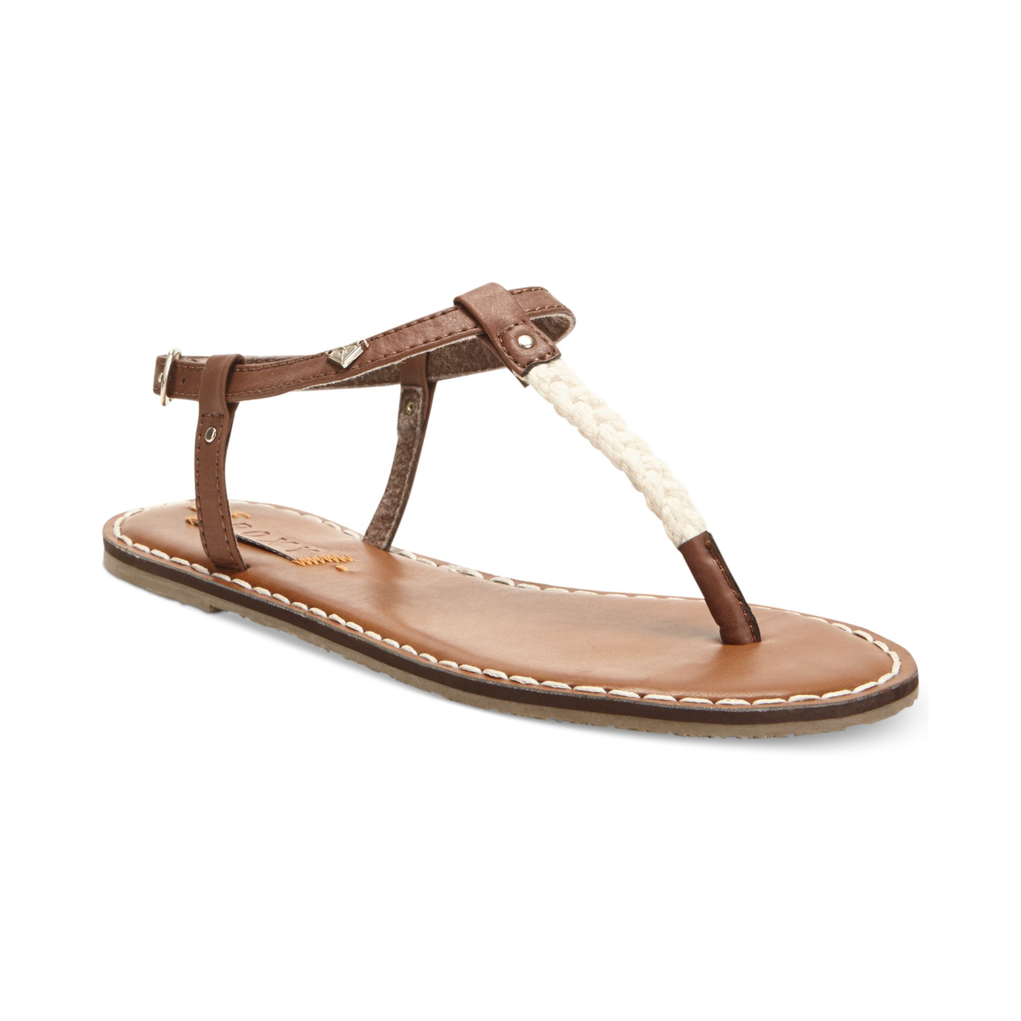 Lyst - Roxy Sparrow Tstrap Flat Thong Sandals in Brown