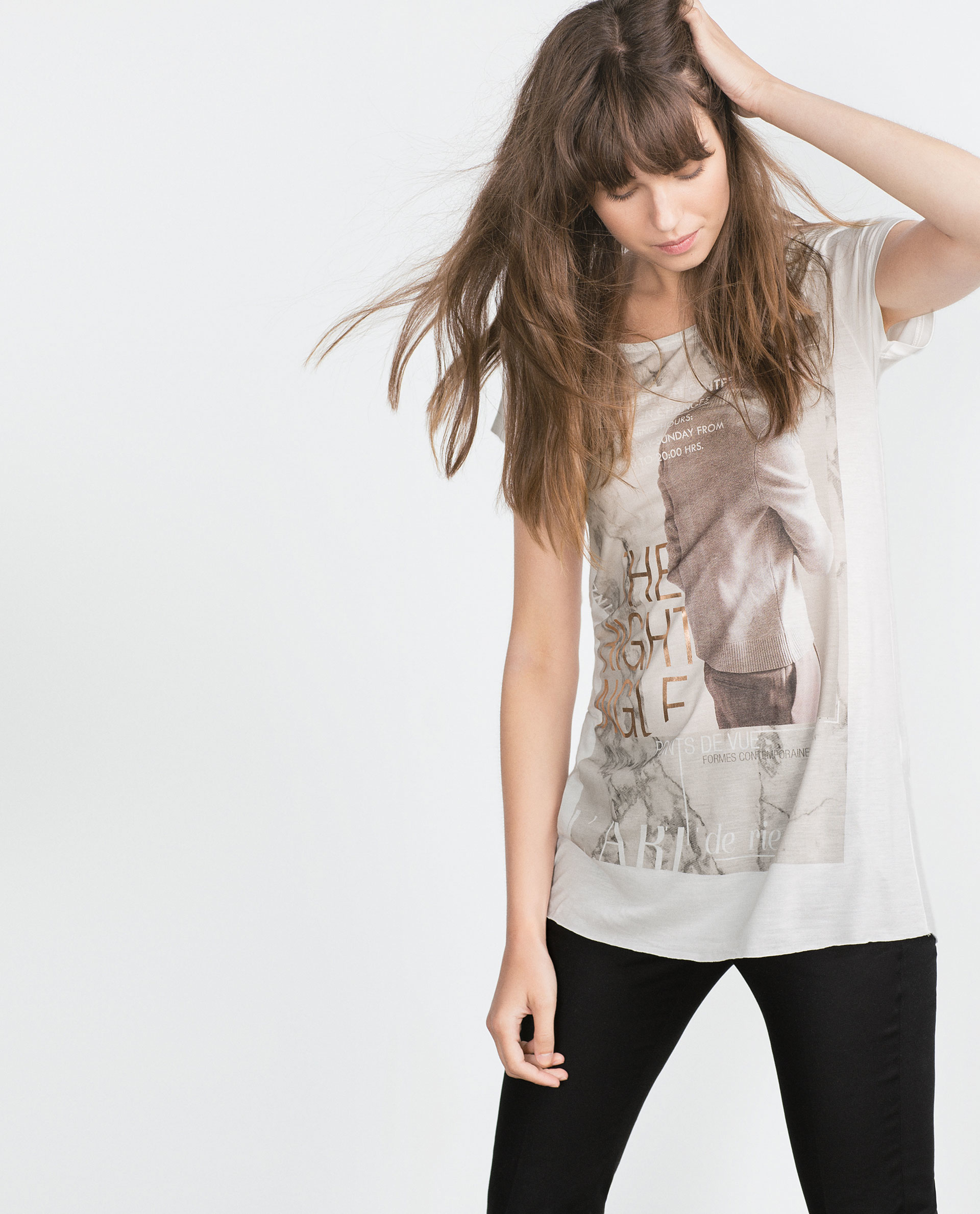 Zara Girl Print T-shirt in White | Lyst