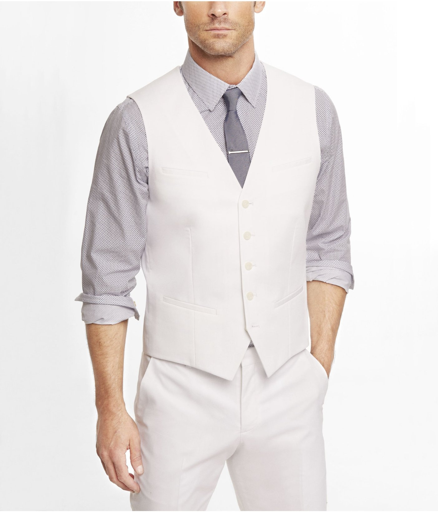 Lyst - Express White Cotton Sateen Suit Vest in White for Men