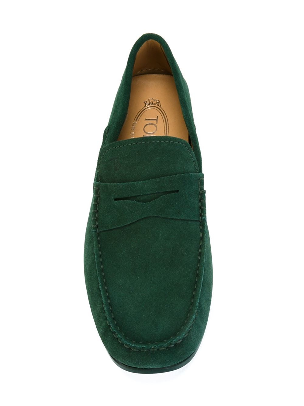 Tod's Suede Loafer Shoes in Green for Men Lyst