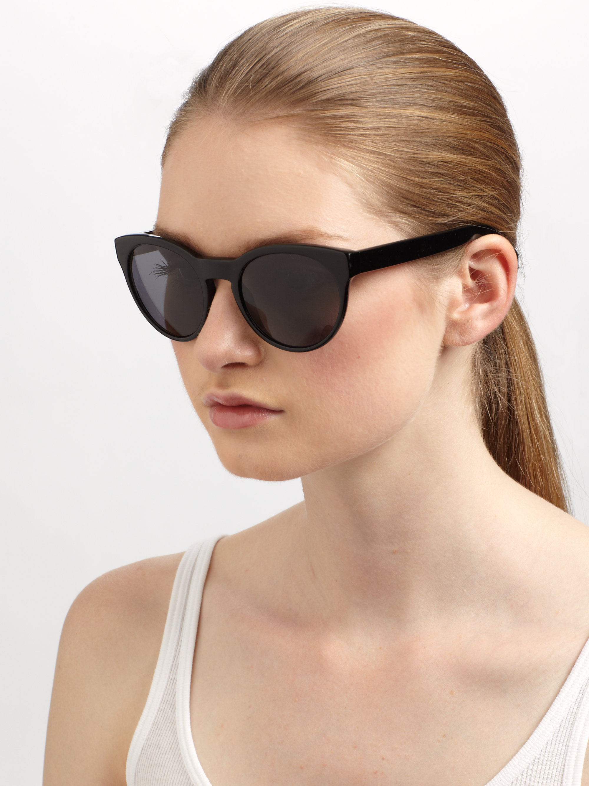 Lyst - Oliver Peoples Alivia Oval Polarized Plastic Sunglasse in Black