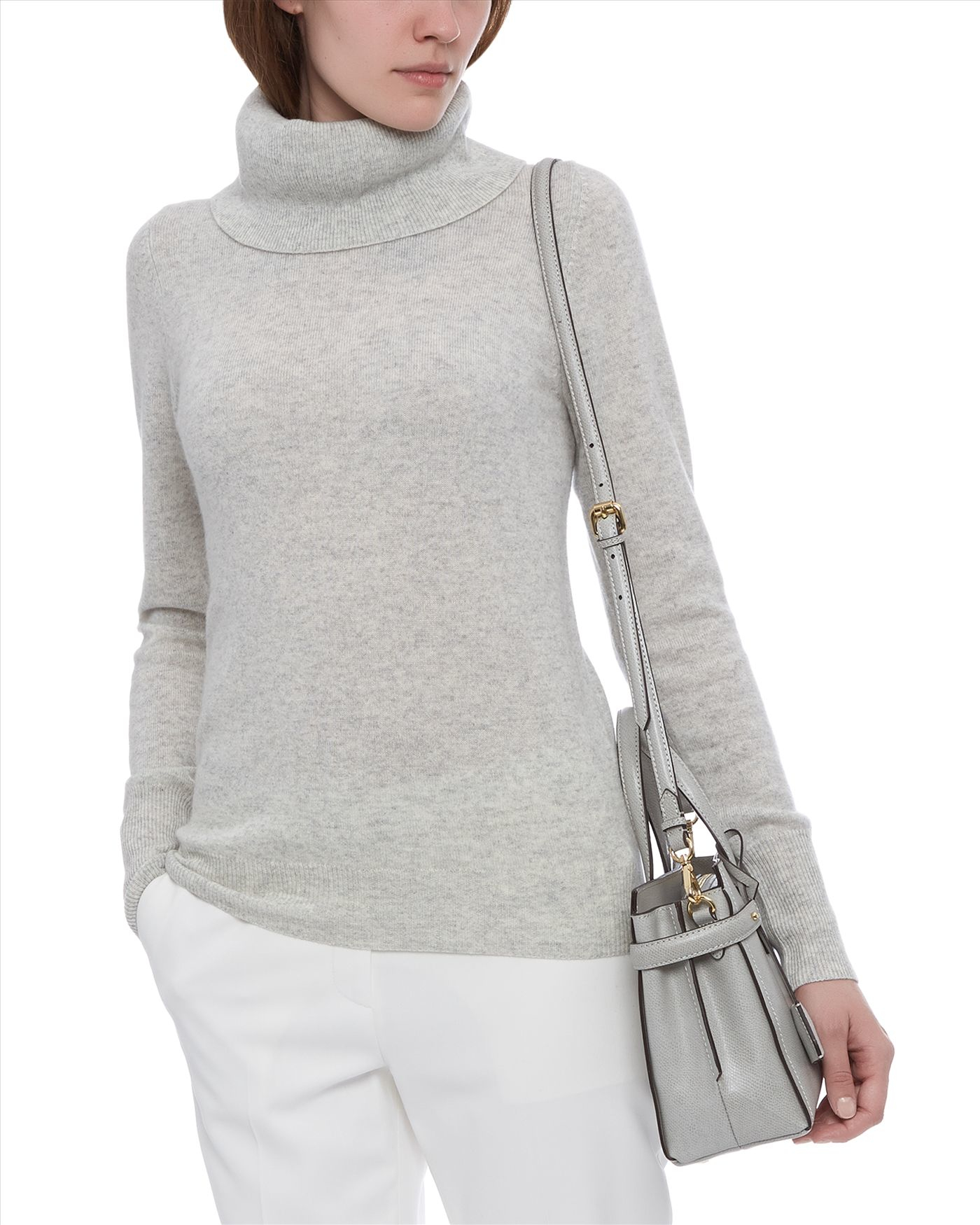 Jaeger Cashmere Cowl Neck Sweater in Gray | Lyst