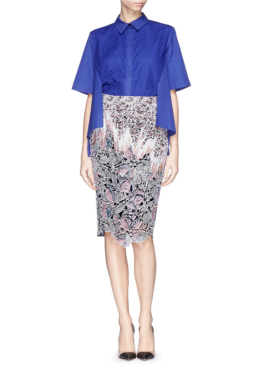 Lyst - Peter Pilotto 'Vector' Floral Appliqué Silk Pencil Skirt