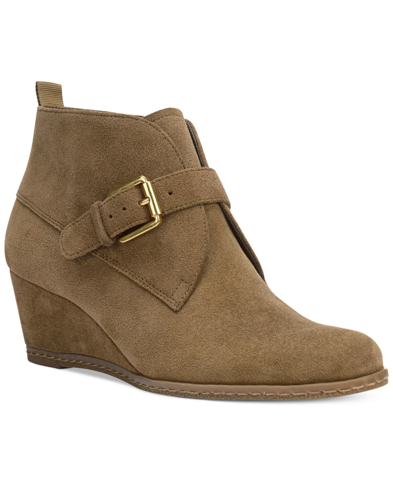 beige wedge booties