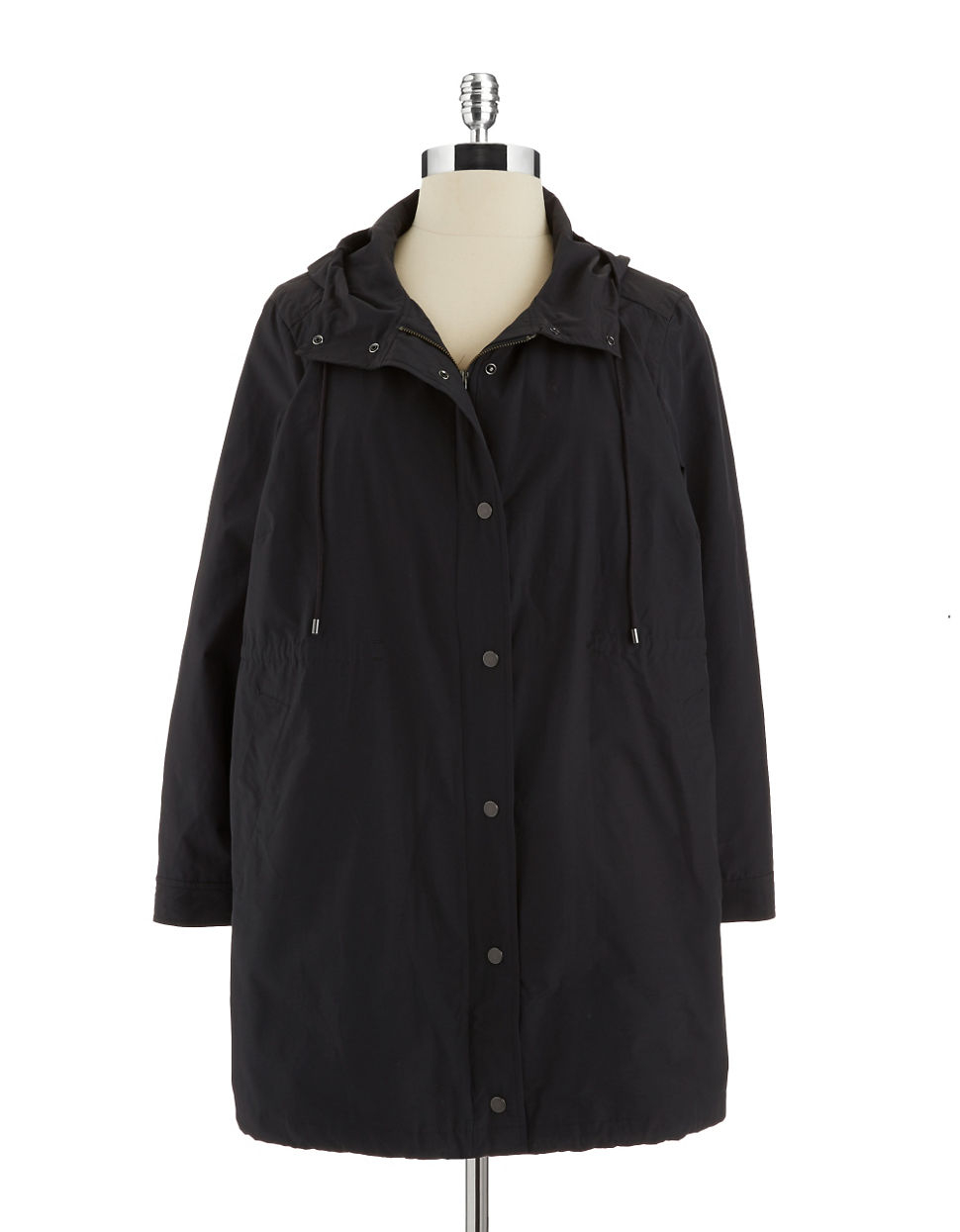 Eileen fisher Hooded Rain Jacket in Black | Lyst