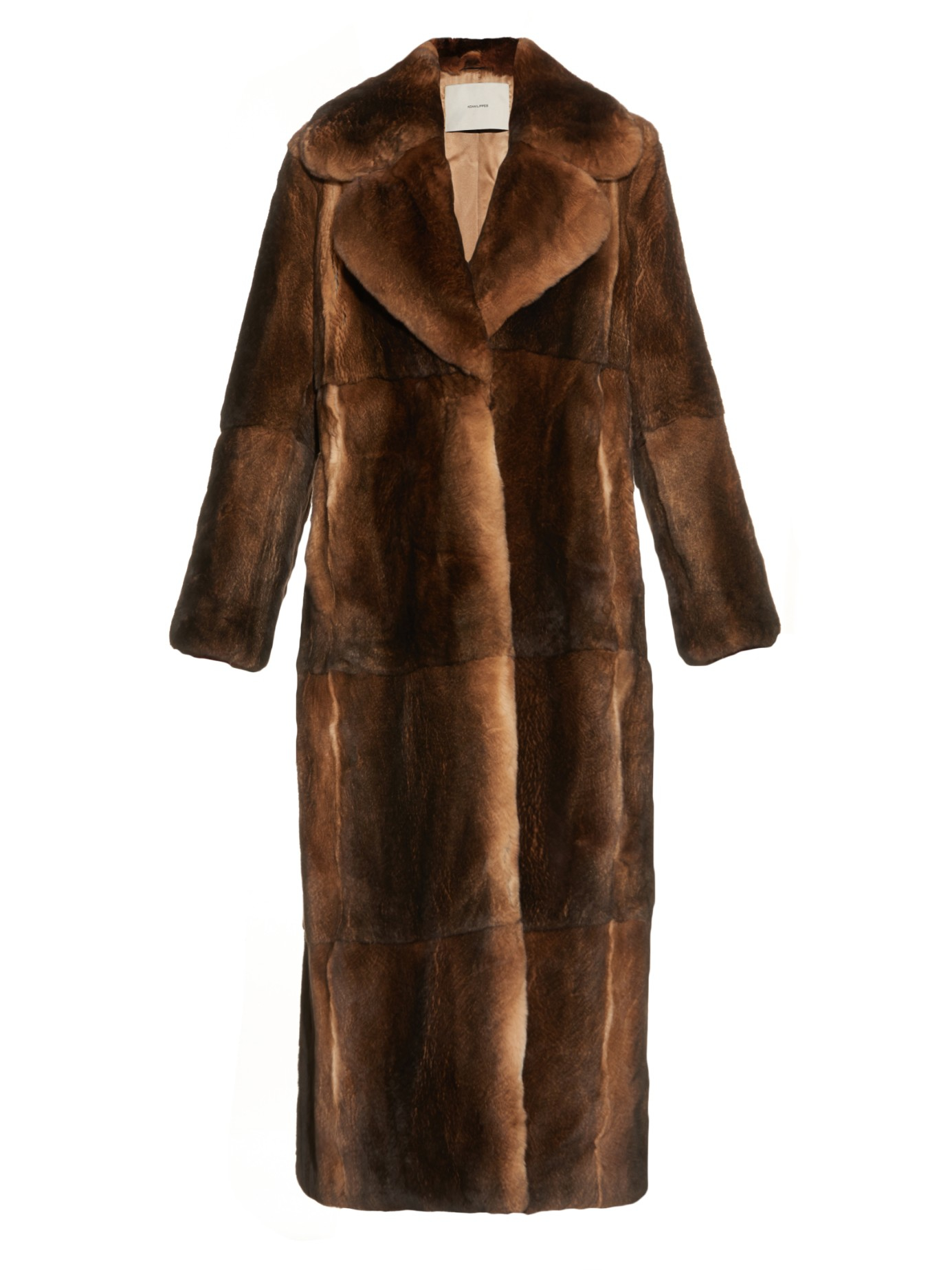 Adam lippes Long Rabbit-fur Coat in Brown | Lyst