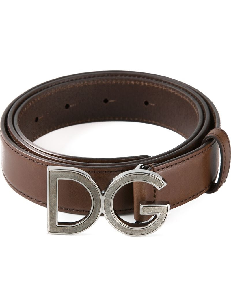 Dolce & gabbana Logo Buckle Belt in Brown for Men Lyst