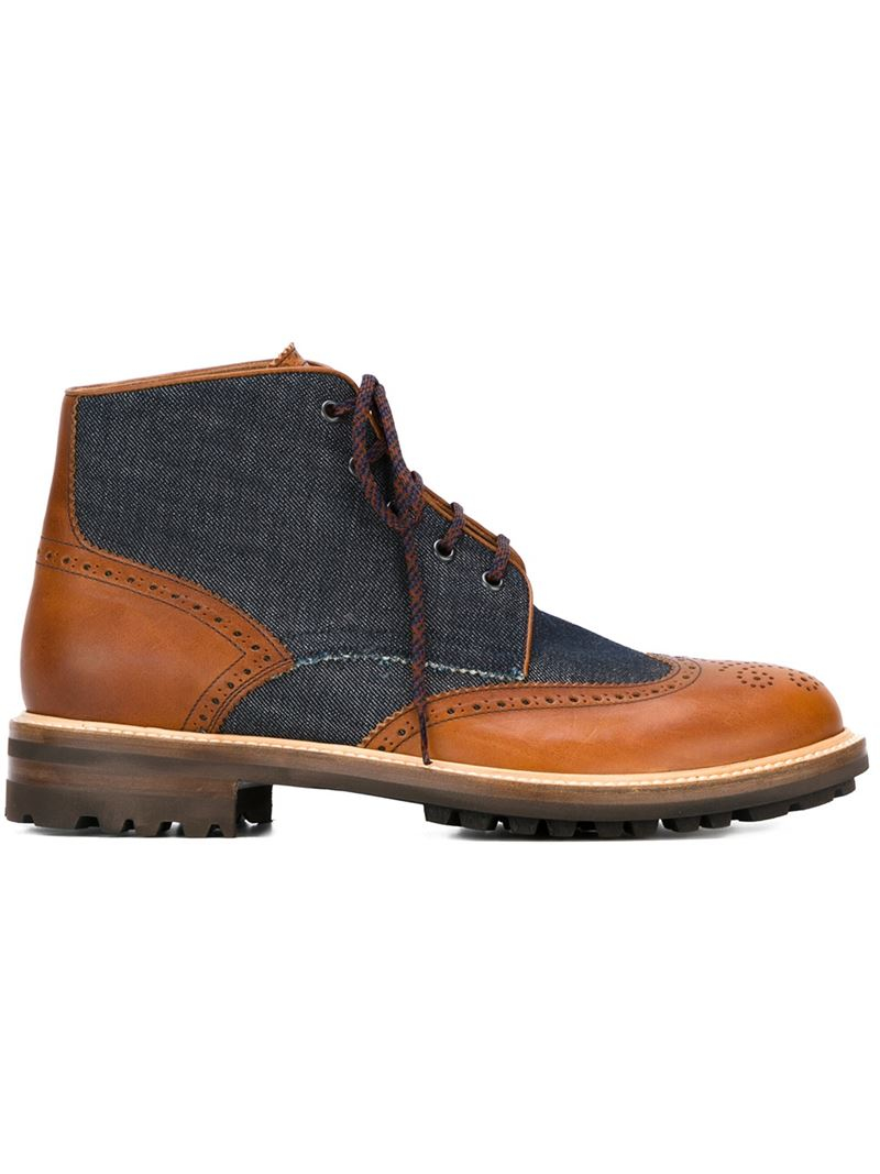 Lyst - Dsquared² Denim Panel Boots in Blue for Men