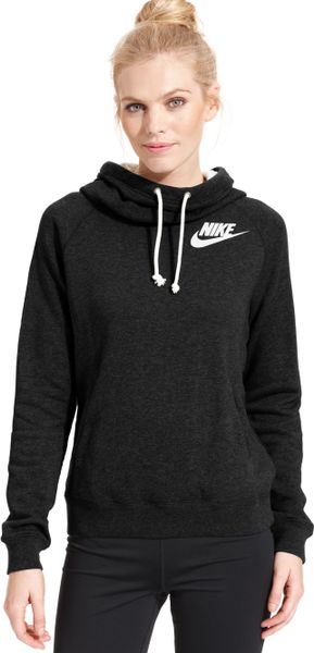 Nike Rally Funnel-Neck Sweatshirt Hoodie in Black (Black/Sail) | Lyst